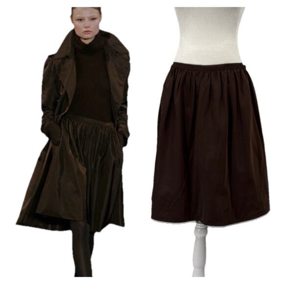 Ralph Lauren Purple Label Brown Silk Flared Mini Skirt Bubble Flare Runway 2007 - Picture 1 of 16